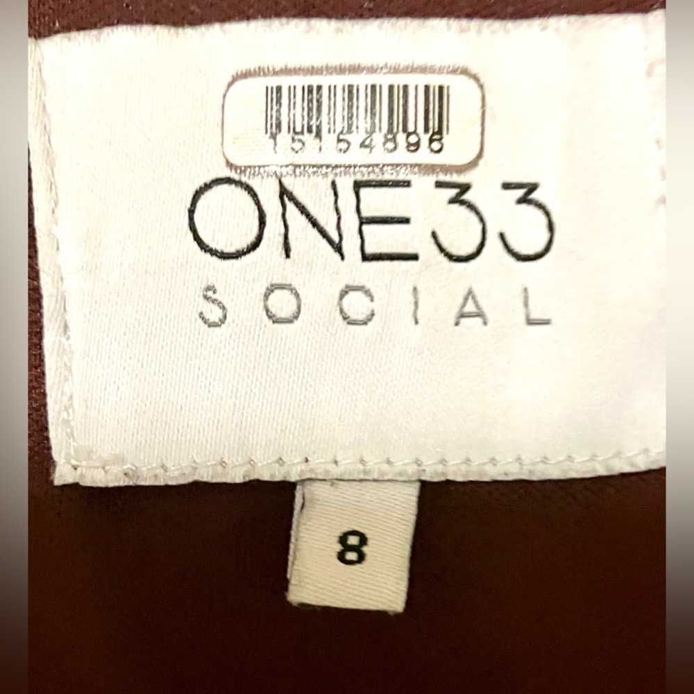 Faux Leather Raisin ColorTwist Mini Dress from One33 Social/Long Sleeve/Size 8 - Picture 10 of 10
